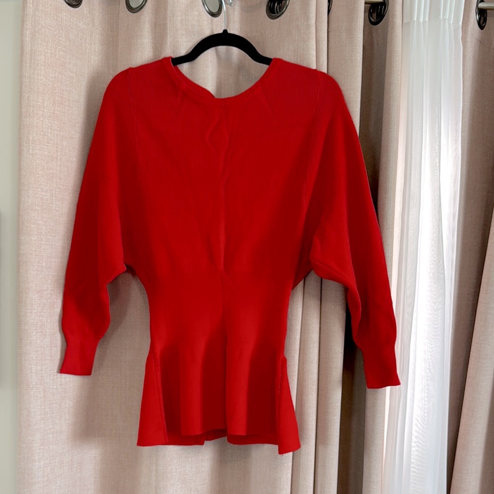 Vibrant Red Zara Peplum Sweater